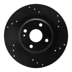 Fiat 124 Spider Brake Rotor (1) - Rear Right - R1 Concepts - Drilled & Slotted - Black - `16-`25